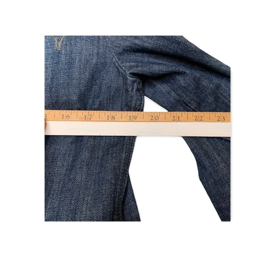 Coldwater Creek Womens Denim Jacket Blue Stretch Pockets Embroidered Petites 10P